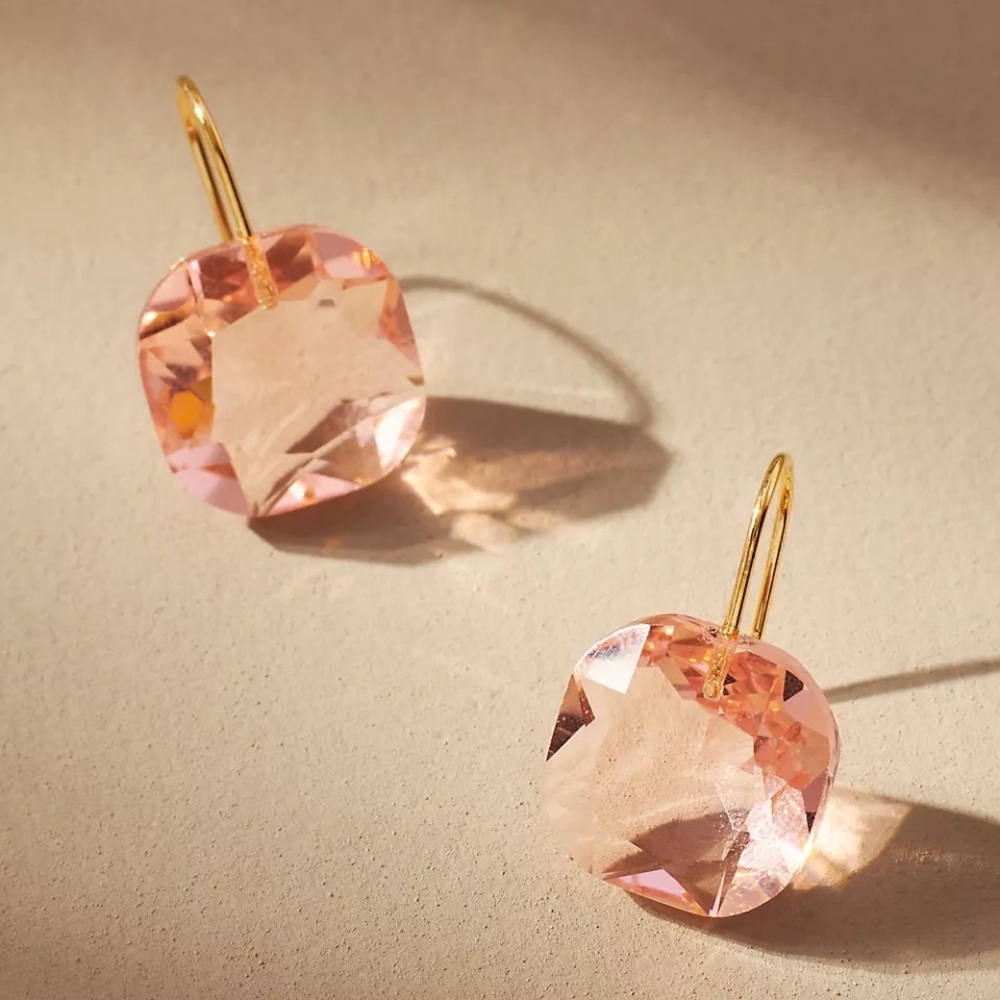Anthropologie Floating Crystal Earrings in Peach